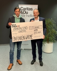Gemeinsam gegen Energiearmut: 10.000 Euro für „Ein Funken Wärme“ der Caritas Wien